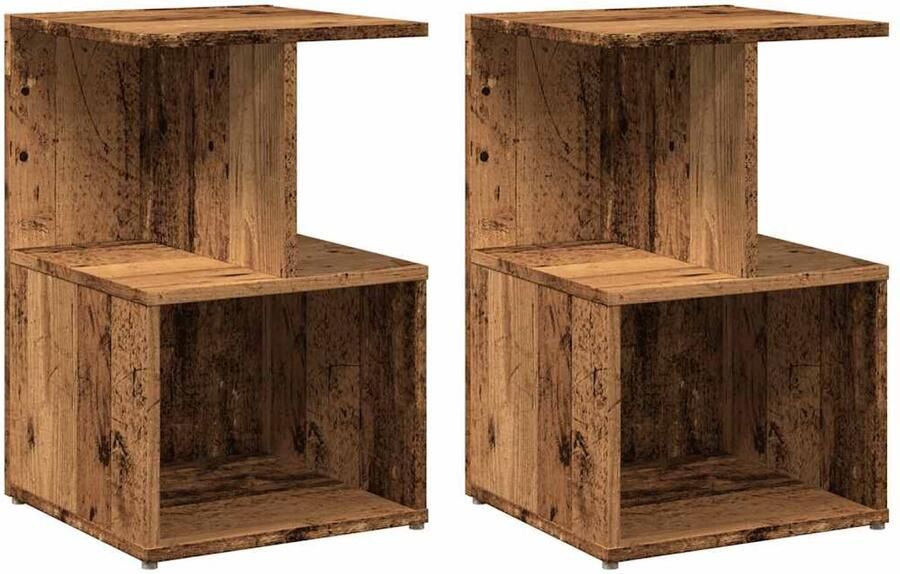 VidaXL Nachtkastjes 2 stuks Bewerkt hout 35x35x55 cm Nachtkastje Nachtkastjes Bijzettafel Wandkastje - Foto 2