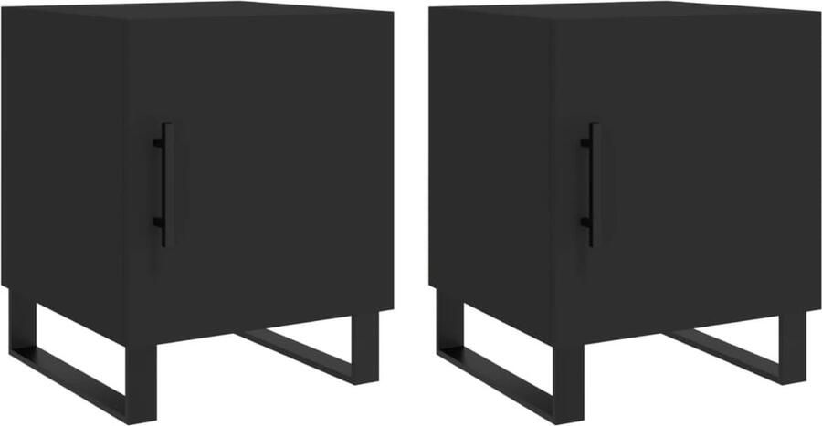 VidaXL Nachtkastjes 2 stuks Bewerkt hout Zwart Nachtkastje Zwarte Nachtkast Modern Nachttafel Slaapkamermeubilair Houten Nachtkast Compact Nachtkastje Opbergvak
