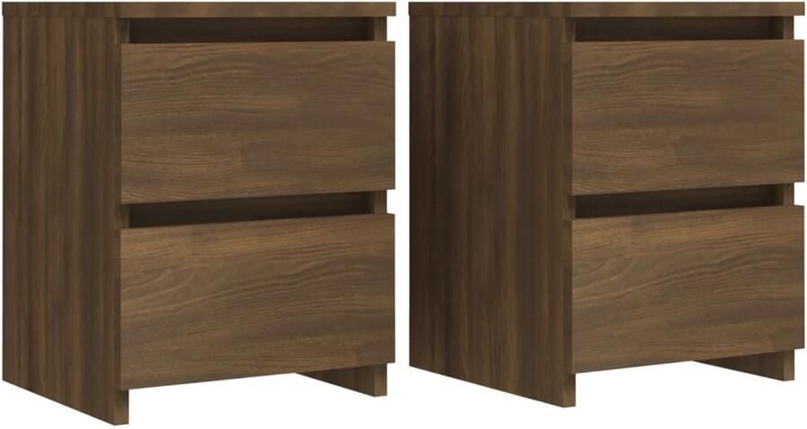 VidaXL Nachtkastjes 2 stuks Bruin Eiken 30x30x40 cm Bewerkt Hout