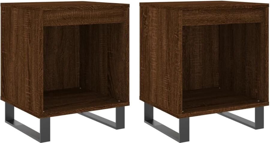 VidaXL Nachtkastjes 2 stuks Bruin eikenkleur Nachtkastje Kastje Slaapkamermeubel Houten Meubel Bruine Meubels Vintage Meubels Modern Meubilair