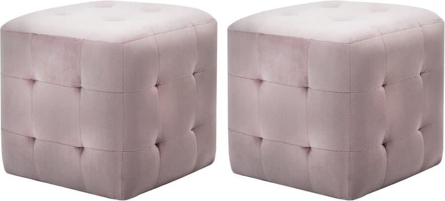 VidaXL Nachtkastjes 2 stuks Fluweel Roze 30x30x30 cm Nachtkastje Nachtlamp Slaapkamerinrichting Velvet Meubilair Rozerood Meubilair Design Nachttafel Vintage Meubelstuk Side Table Living Room Furniture Bedroom Accessories - Foto 2