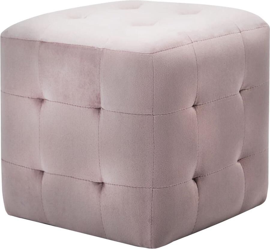 VidaXL Nachtkastjes 2 stuks Fluweel Roze 30x30x30 cm Nachtkastje Nachtlamp Slaapkamerinrichting Velvet Meubilair Rozerood Meubilair