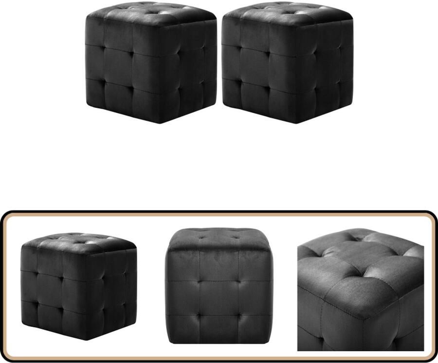 VidaXL Nachtkastjes 2 stuks Fluweel Zwart Nachtkastje Zwarte Nachtkast Design Nachtkast Velvet Nachtkast Nachttafel