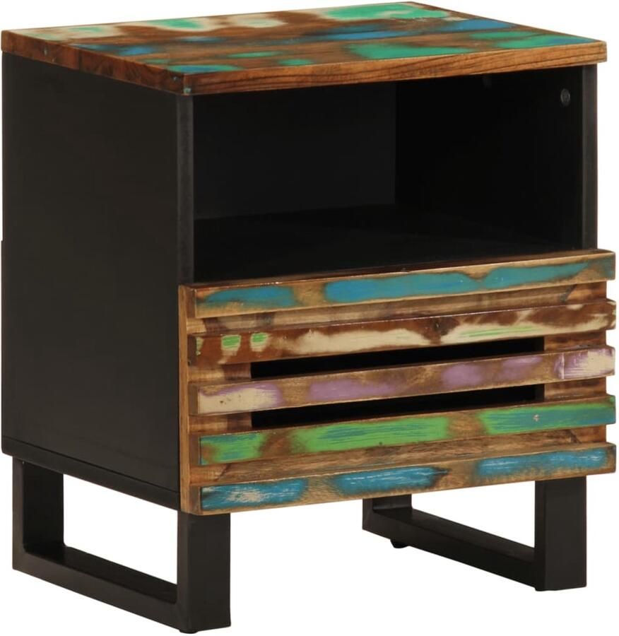 The Living Store Nachtkastjes 2 st 40x34x46 cm massief gerecycled hout Nachtkastjes Industrieel Design Houten Meubilair Recycled Hout Slaapkamersdecoratie - Foto 2