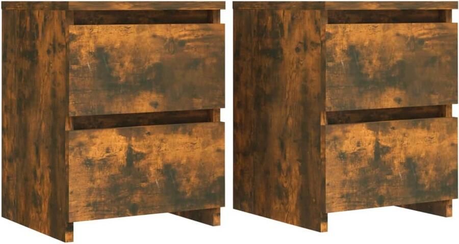 VidaXL Nachtkastjes 2 stuks Gerookt Eiken 30x30x40 cm Bewerkt Hout
