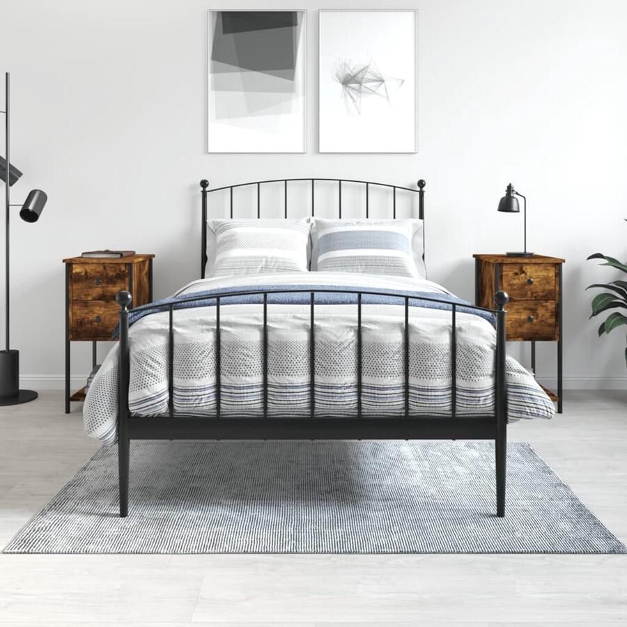 VidaXL Nachtkastjes 2 stuks Gerookt Eiken 70 cm Nachtkast Kast Slaapkamermeubels Houten Meubel Bruine Meubels