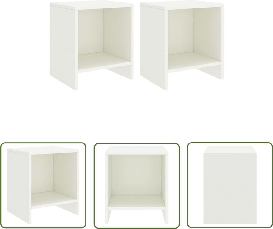 VidaXL Nachtkastjes 2 stuks Grenenhout Wit Nachtkastje Bedsidetable Slaapkamermeubilair Houten Meubelen Landelijke Stijl Witte Meubelen Grenoblenhout