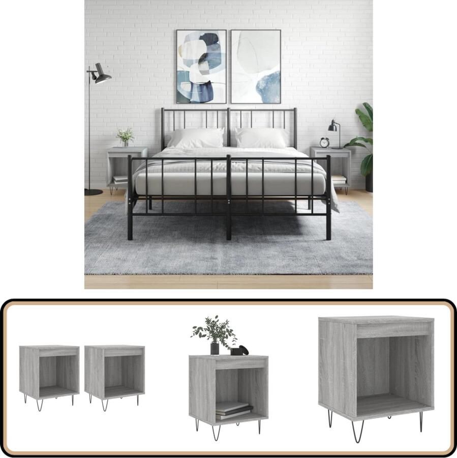 VidaXL Nachtkastjes 2 stuks Grijs Sonoma Eiken Nachtkastjes Kast Slaapkamerinrichting Houten Meubels Grijze Meubels