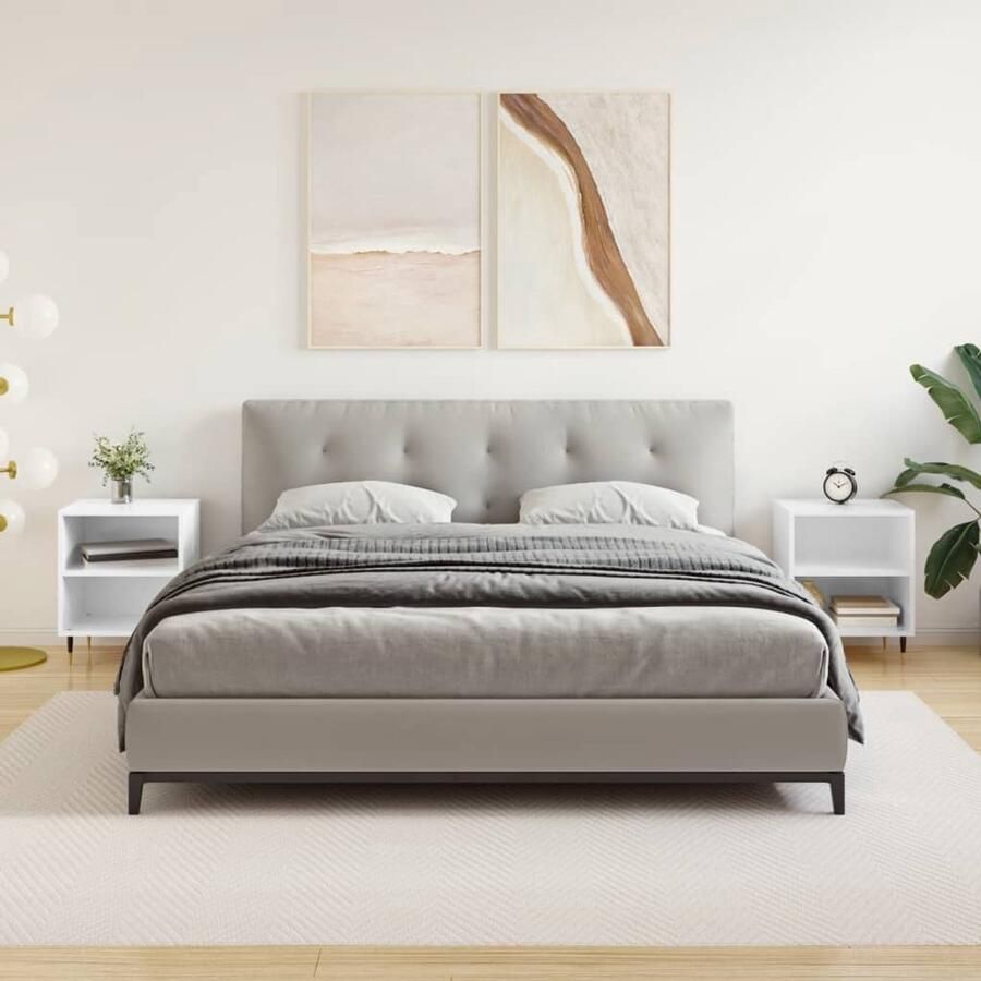 VidaXL Nachtkastjes 2 stuks Hoogglans Wit 40x30x50 cm Nachtkastje Kast Slaapkamermeubilair Houten Meubel Witte Meubels