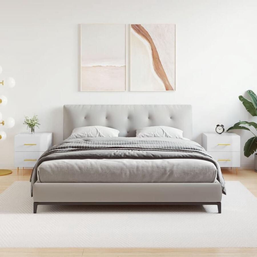 VidaXL Nachtkastjes 2 stuks Hoogglans Wit 40x35x47 5 cm