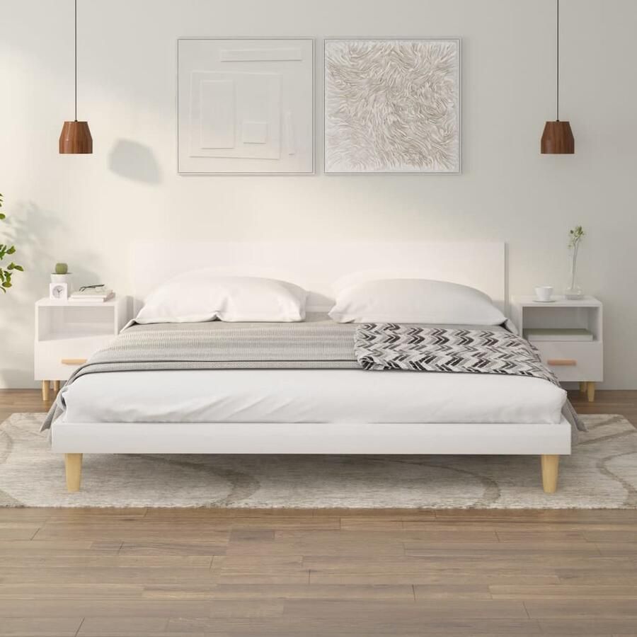 VidaXL Nachtkastjes 2 stuks Hoogglans wit 40x35x47 cm Nachtkaste Bijzettafel Scandinavisch Design Witte Kast Hout Meubilair Slaapkamermeubels Opslagmogelijkheden - Foto 2