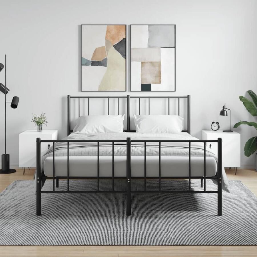 VidaXL Nachtkastjes 2 stuks Hoogglans wit 40x50 cm Nachtkastjes Modern Bijzettafel Houten Kast Witte Kast Opbergruimte Displaykast Metaalkleurige Poten - Foto 2
