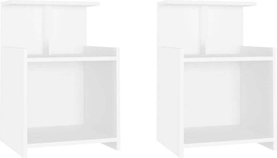 VidaXL Nachtkastjes 2 stuks Hout Wit 40x35x60 cm Nachtkasts Nachtkastjes Bijzettafels Slaapkamersdecoratie Houten Nachtkaasten Witte Nachtkastjes Kleine Nachtkastjes