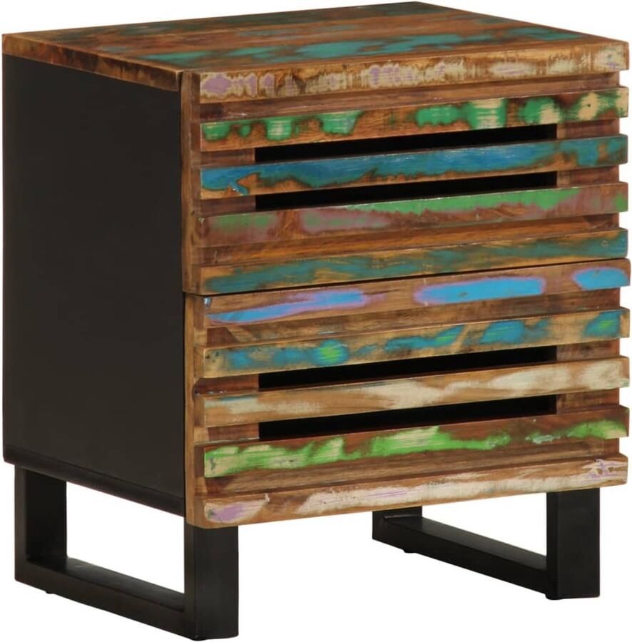 The Living Store Nachtkastjes 2 st 40x34x46 cm massief gerecycled hout Nachtkastjes Industriele Stijl Houten Nachtkastjes Recycled Hout Salontafel - Foto 2