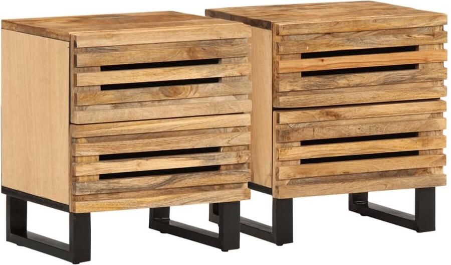 VidaXL Nachtkastjes 2 stuks Massief Mangohout Nachtaandrijving Industrieel Design Mango Wood Nachtkasten Set Bijzettafels