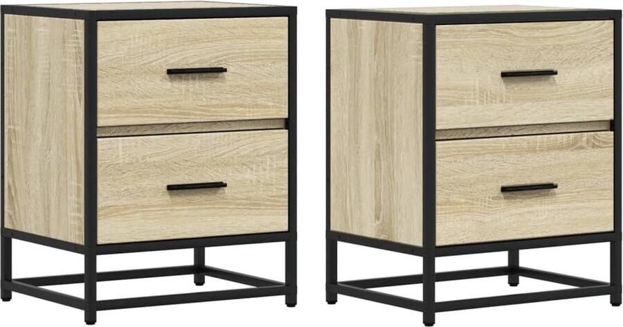 VidaXL Nachtkastjes 2 stuks Sonoma eiken 40x31x50 cm Nachtkastje Nachtkastjes Bijzettafel Wandkastje