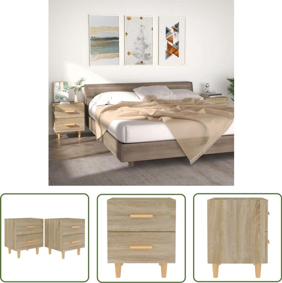 VidaXL Nachtkastjes 2 stuks Sonoma eiken 40x35x47 5 cm Nachtkastjes Scandinavisch Design Salon Meubels Slaapkamer Meubels Eiken Meubilair