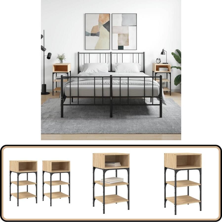 VidaXL Nachtkastjes 2 stuks Sonoma eiken 70 cm Nachtkastje Bijzettafels Salontafel Houten Meubel Eiken Kleur