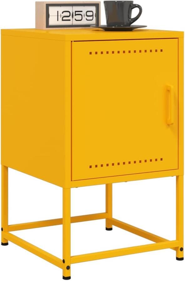 VidaXL Nachtkastjes 2 stuks Staal Mosterdgeel Nachtkastje Nachtkasten Set Bijzettafel Meubilair Slaapkamer Mustard Yellow Furniture