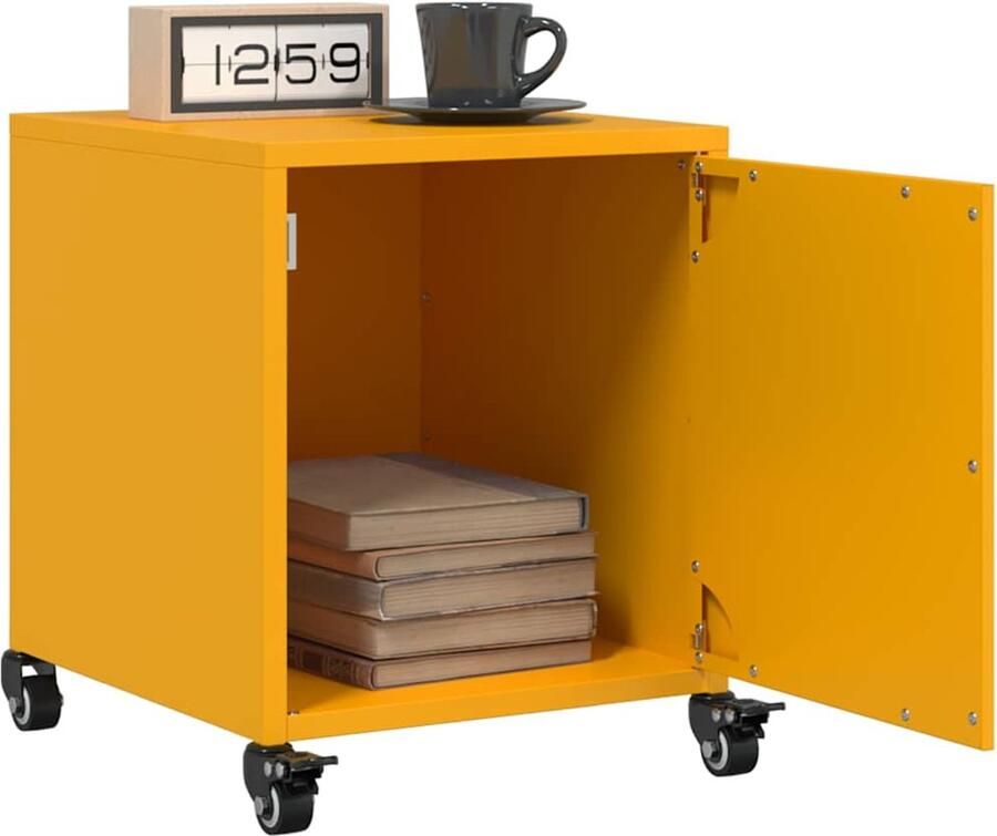 VidaXL Nachtkastjes 2 stuks Staal Mosterdgeel Nachtkastje Nachtkastjes Houten Nachtkastje Slaapkamerkast