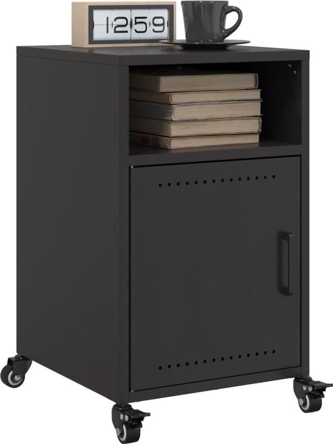 VidaXL Nachtkastjes 2 stuks Staal Zwart Nachtkastje Nachtkasten Set Slaapkamer Meubilair Metalen Nachtkast Zwarte Nachtkast