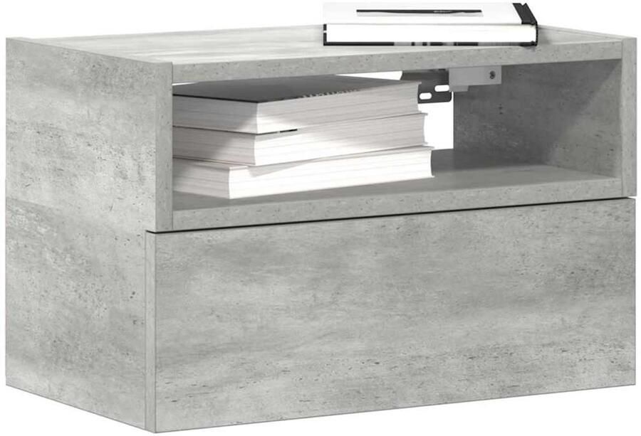 VidaXL Nachtkastjes 2 stuks Wandgemonteerd Betongrijs Nachtkastje Nachtkasten Set Wandmontage Beton Grijs Meubilair Slaapkamer