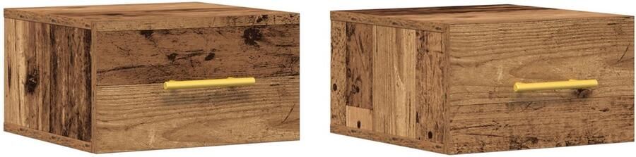 VidaXL Nachtkastjes 2 stuks Wandgemonteerd Oud Hout 35x35x20 cm