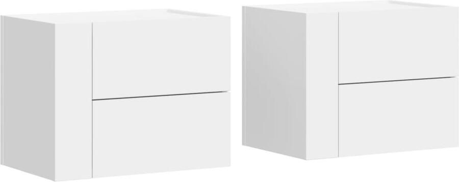 VidaXL Nachtkastjes 2 stuks Wandgemonteerd Wit Wandgemonteerd Nachtkastje Wandgemonteerde Nachtkastjes Bijzettafel Wandkastje