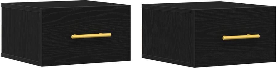 VidaXL Wandgemonteerde Bedside Kast Zwart Eiken Bewerkt Hout Compact