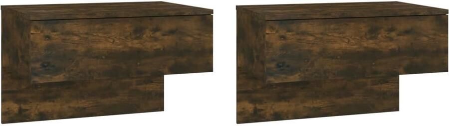 VidaXL Nachtkastjes 2 stuks Wandmontage Gerookt eiken Wandkasten Nachtlamp Badkamermeubilair Houten Meubels Bruine Meubelen Slaapkamersdecoratie Bergruimte