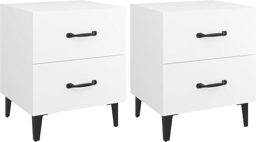 VidaXL Nachtkastjes 2 stuks Wit 40x35x47 5 cm Nachtkastjes Industrieel Design Houten Meubels Witte Meubelen Bedroom Furniture Side Tables