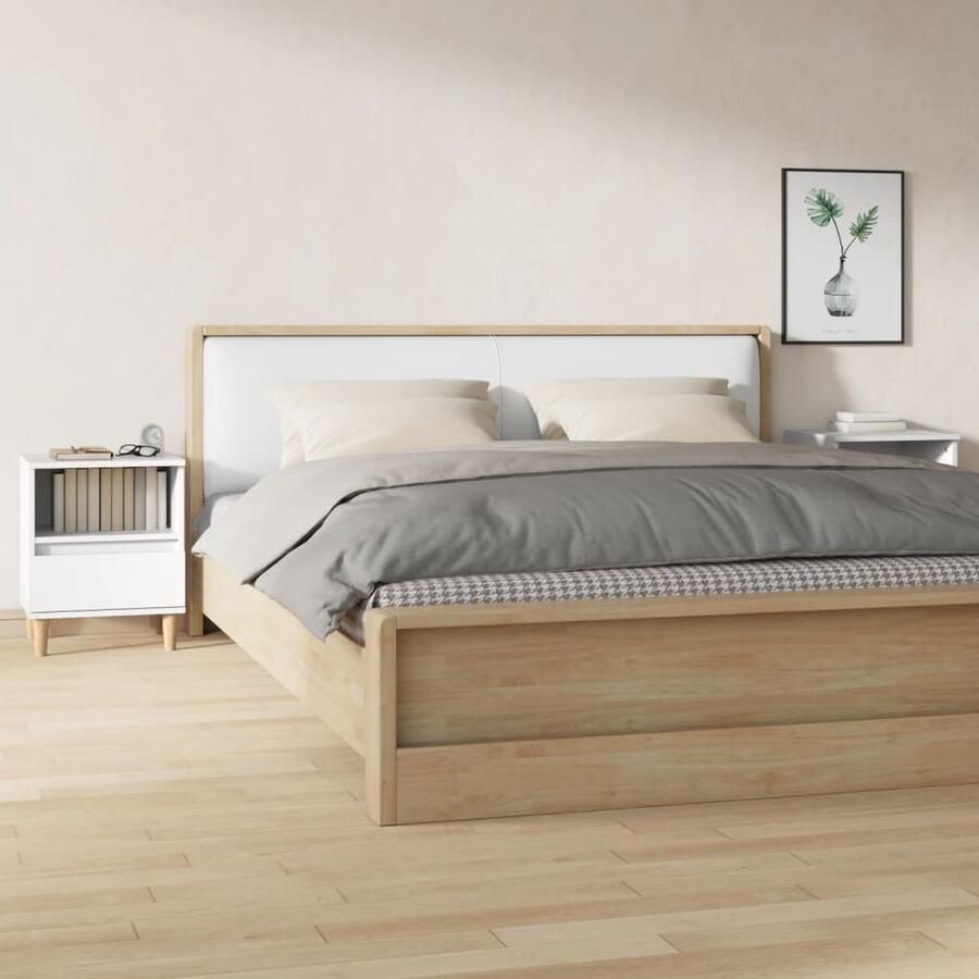 VidaXL Nachtkastjes 2 stuks Wit 40x35x50 cm Nachtkastje Kastje Slaapkamer Meubels Wit Meubilair Houten Meubelen Bedroom Furniture Side Table - Foto 2