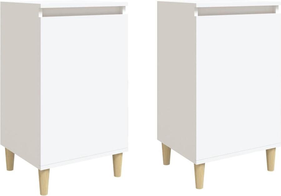VidaXL Nachtkastjes 2 stuks Wit 40x35x70 cm Nachtkastje Slaapkamerinrichting Kamerdecoratie Witte Meubels Houten Meubels Opbergkast