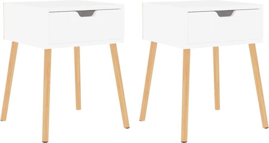 VidaXL Nachtkastjes 2 stuks Wit Bewerkt hout Nachtkastjes Slaapkamerinrichting Bedkamermeubilair Houten Nachtstand Witte Nachtkast
