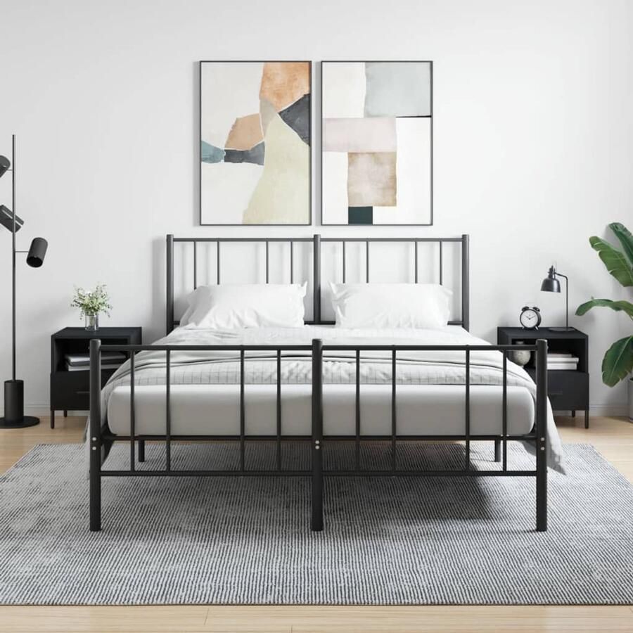 VidaXL Nachtkastjes 2 stuks Zwart Bewerkt hout Nachtkastje Kastje Bijzettafels Slaapkamer Meubilair Zwarte Meubels