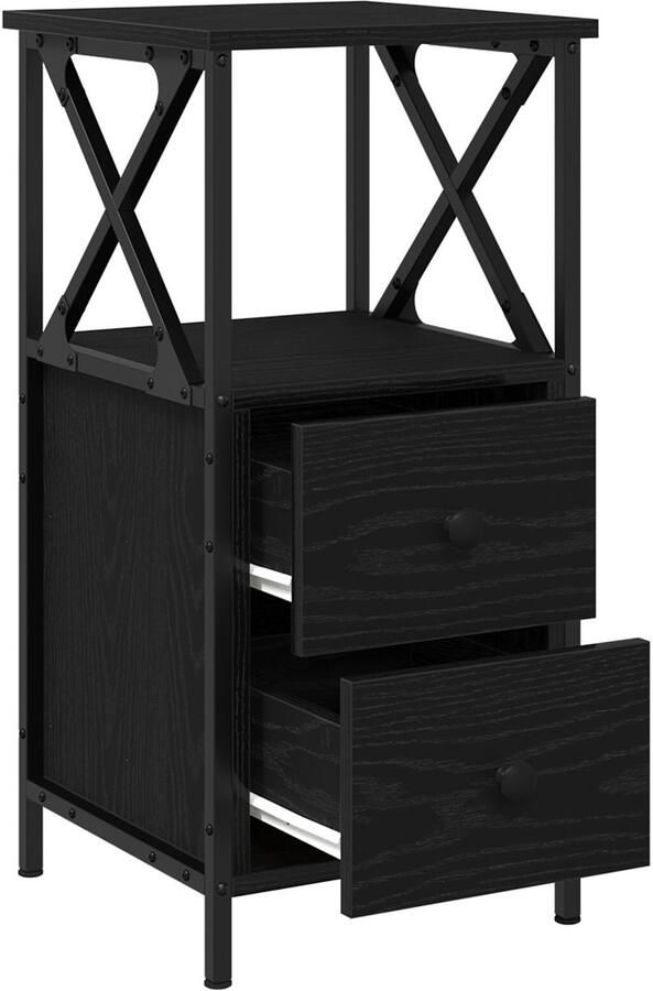 VidaXL Nachtkastjes 2 Stuks Zwart Eiken 34x35 5x70 cm Bewerkt Hout - Foto 2