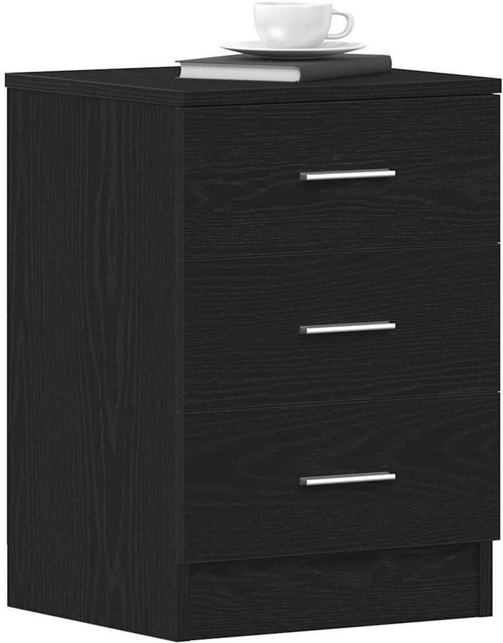 VidaXL Nachtkastjes 2 stuks Zwart Eiken 38x35x55 cm Bewerkt Hout