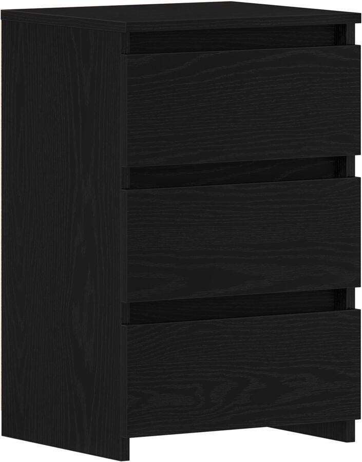VidaXL Nachtkast Zwart Eiken Behandeld Hout Standaard Nachtkastje