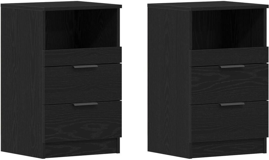 VidaXL Nachtkastje 2 pcs Zwart eiken 40 x 35 x 65 cm Bewerkt hout