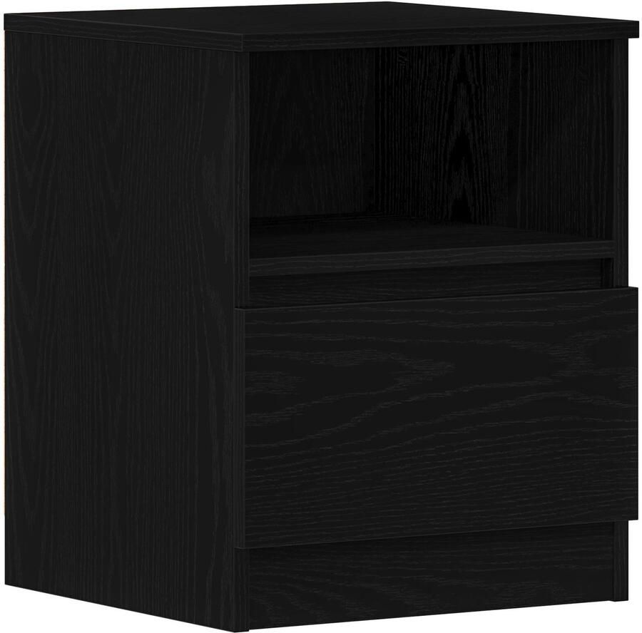 VidaXL Nachtkast Set van 2 Zwart Eiken Hout 40x40x50 cm Nachtkastje