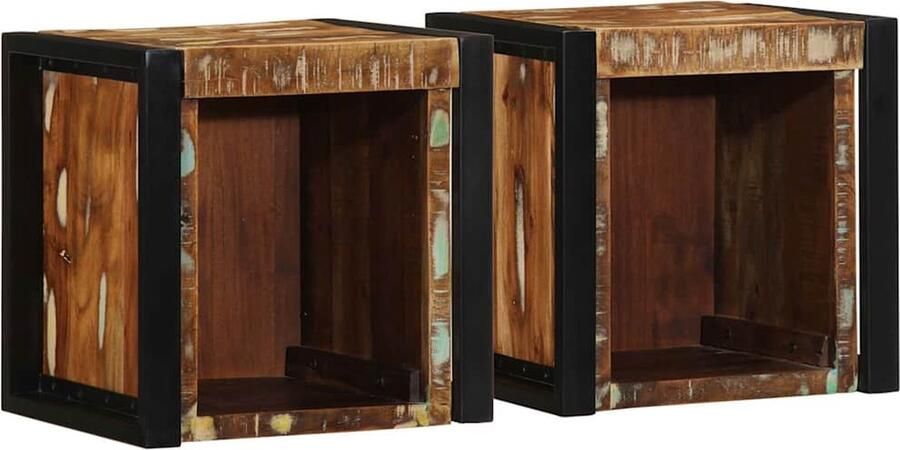 VidaXL Nachtkastjes 2st 40x35x40cm massief gerecycled hout meerkleurig