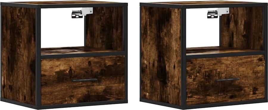 VidaXL Nachtkastjes 2 stuks Wandgemonteerd Eiken Wandgemonteerde Nachtkastje Wandgemonteerde Nachtkastjes Nachtkastje Nachtkastjes
