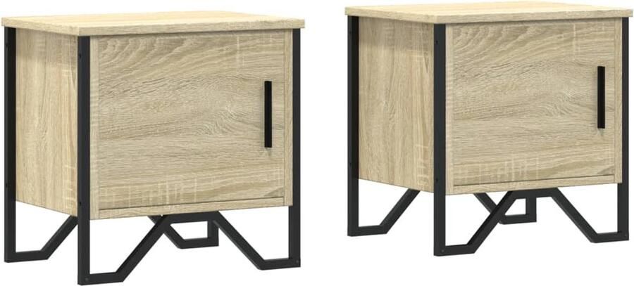 VidaXL Nachtkastjes 40x30x40 cm Set van 2 Sonoma eiken Nachtkastje Nachtkastjes Bijzettafel Wandkastje