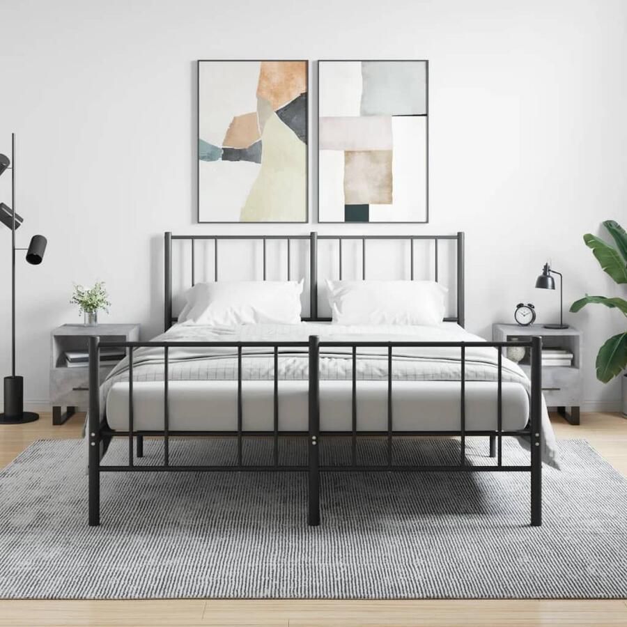 VidaXL Nachtkastjes 40x35x47 5 cm 2 stuks Betongrijs Nachtkastjes Kast Meubilair Slaapkamerinrichting Modern Design Houten Kast Grijze Kast Opbergvak Lade Stapelbaar Minimalistisch Industrieel - Foto 2