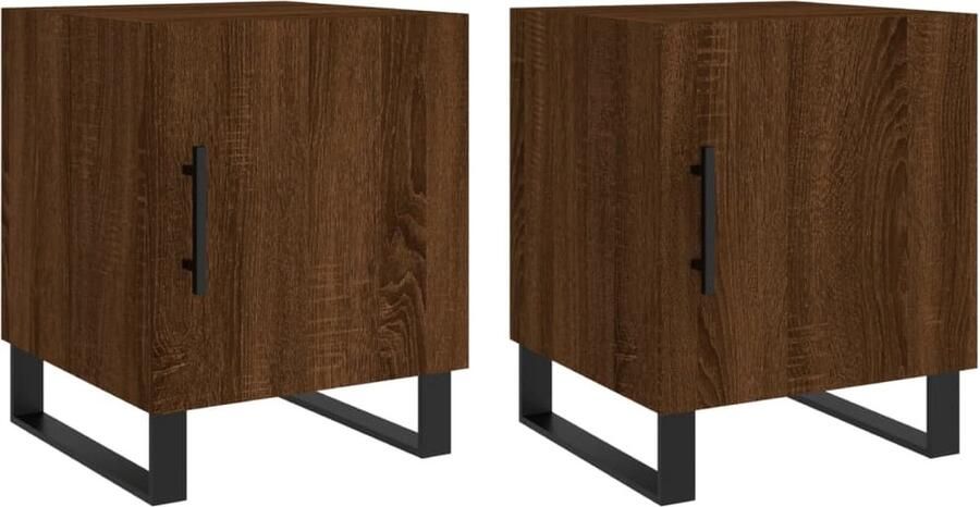 VidaXL Nachtkastjes 40x40x50 cm Set van 2 Bruin Nachtkastjes Nachtkasten Bijzettafels Houten Meubels Bruine Meubels Slaapkamermeubilair Bergruimte