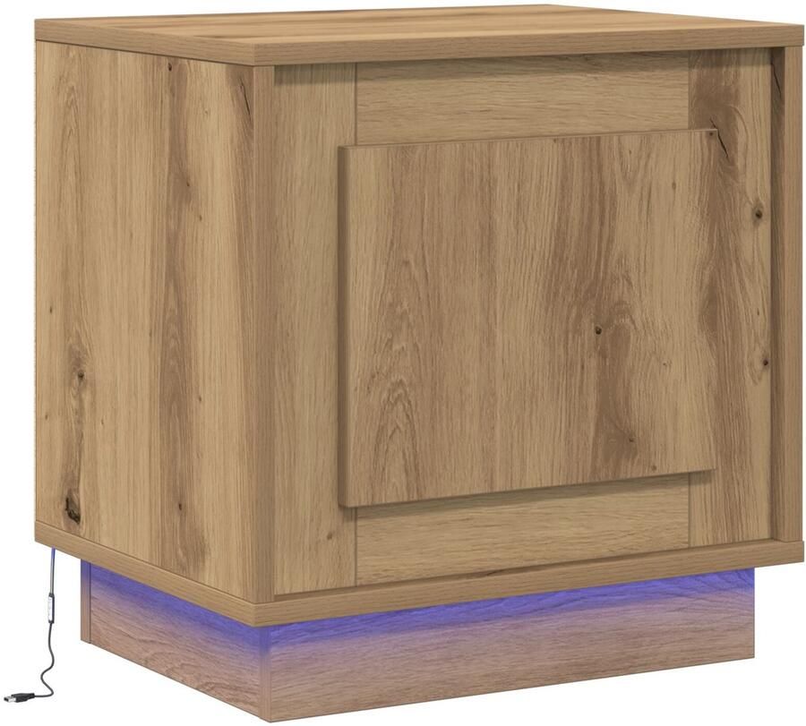 VidaXL Nachttafel met LED Verlichting in Artisan Eiken 44x34 5x45 cm - Foto 2