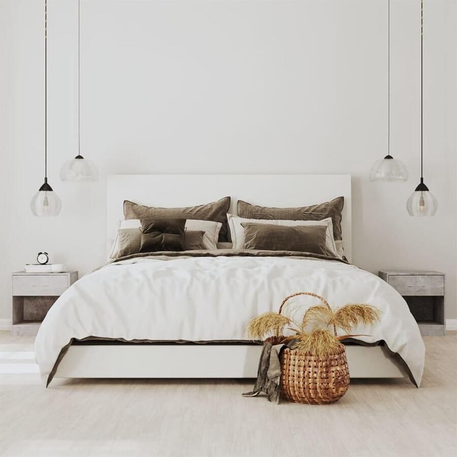 VidaXL Nachtkastjes Betongrijs Set van 2 Met Lade Nachtkastjes Bijzettafels Meubilair Slaapkamer Houten Meubelen Grijze Meubelen Betonnen Meubelen Opbergkasten Dressoir - Foto 2