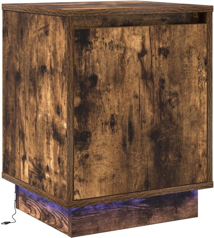 VidaXL Nachtkastje met Gerookt eiken 39 x 34.5 x 50 cm Bewerkt hout - Foto 2