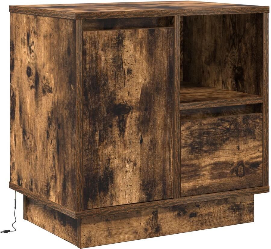 VidaXL Nachtkastjes Gerookt Eiken Hout Medium Nachtkastje Rechthoekig - Foto 2