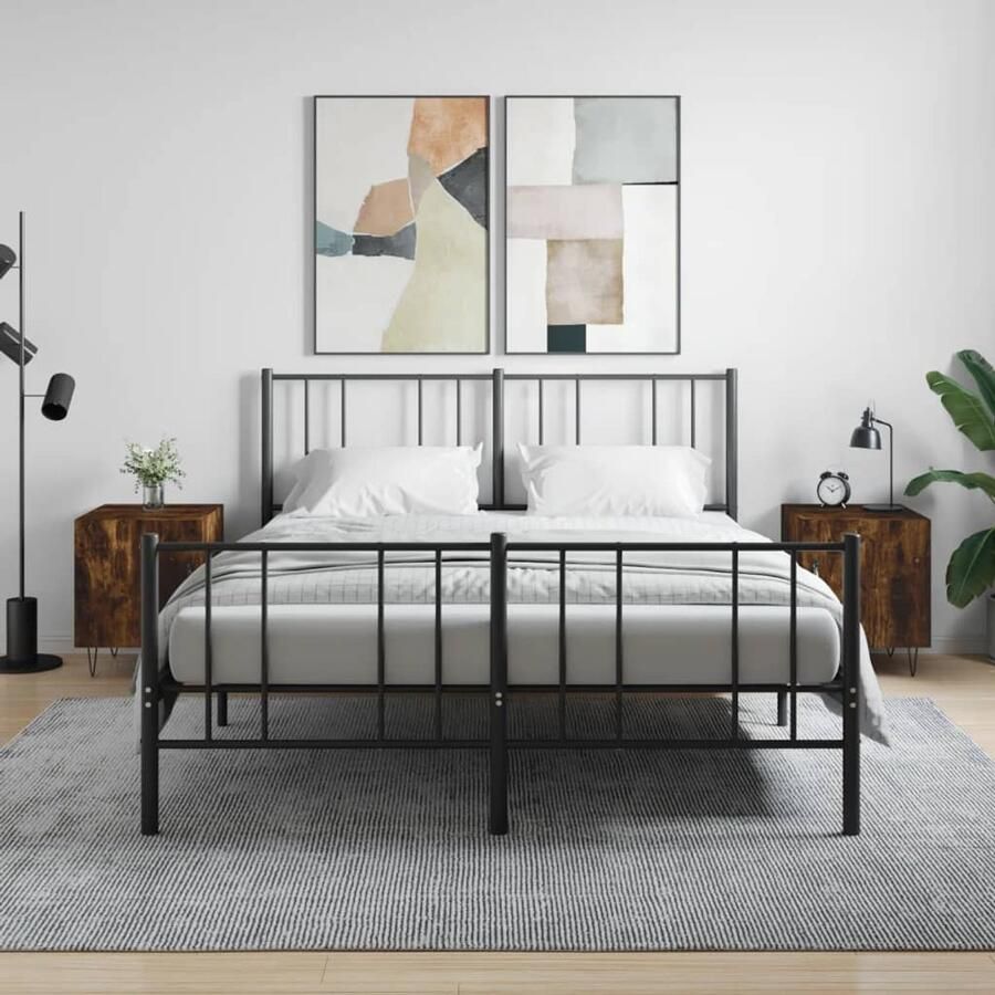 VidaXL Nachtkastjes Gerookt Eiken Set van 2 Nachtkastjes Nachtkast Bijzettafels Slaapkamerdecoratie Modern Design